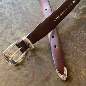 Brighton Men’s Denver Diamond Brown  Leather w/Silver Concho Belt. P3507 42
